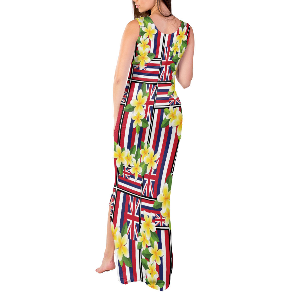 Hawaii Plumeria Lei Tank Maxi Dress Hawaiian Flag Motif