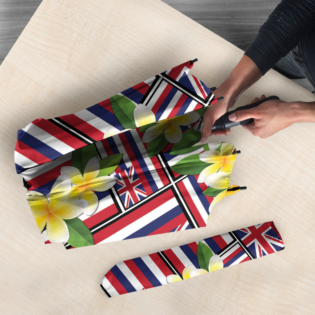 Hawaii Plumeria Lei Umbrella Hawaiian Flag Motif