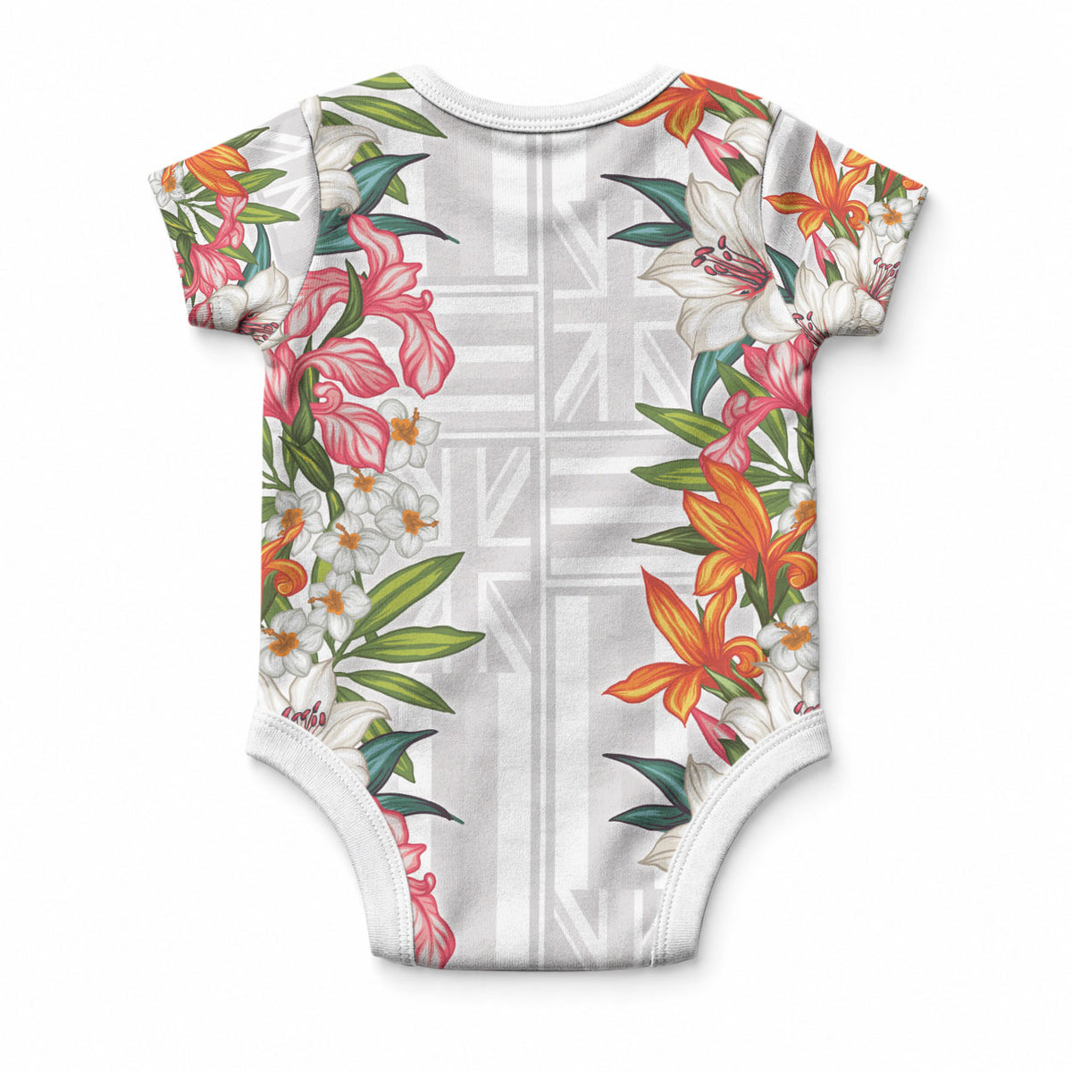 Hawaii Tropical Twist Lei Baby Onesie Hawaiian Flag Motif LT9 - Polynesian Pride