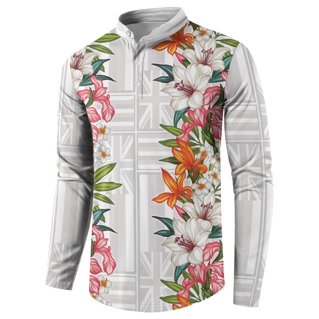 Hawaii Tropical Twist Lei Button Sweatshirt Hawaiian Flag Motif