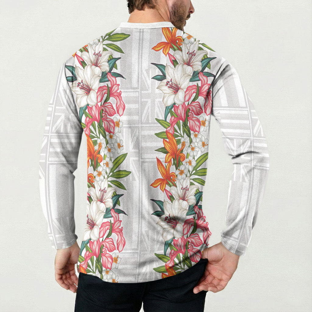 Hawaii Tropical Twist Lei Button Sweatshirt Hawaiian Flag Motif