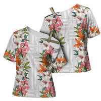Hawaii Tropical Twist Lei Cross Shoulder Shirt Hawaiian Flag Motif