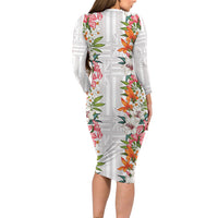 Hawaii Tropical Twist Lei Family Matching Long Sleeve Bodycon Dress and Hawaiian Shirt Hawaiian Flag Motif LT9 - Polynesian Pride