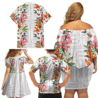 Hawaii Tropical Twist Lei Family Matching Off Shoulder Short Dress and Hawaiian Shirt Hawaiian Flag Motif LT9 - Polynesian Pride