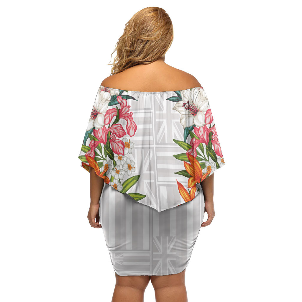 Hawaii Tropical Twist Lei Family Matching Off Shoulder Short Dress and Hawaiian Shirt Hawaiian Flag Motif LT9 - Polynesian Pride