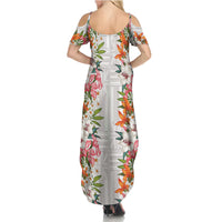 Hawaii Tropical Twist Lei Family Matching Summer Maxi Dress and Hawaiian Shirt Hawaiian Flag Motif LT9 - Polynesian Pride