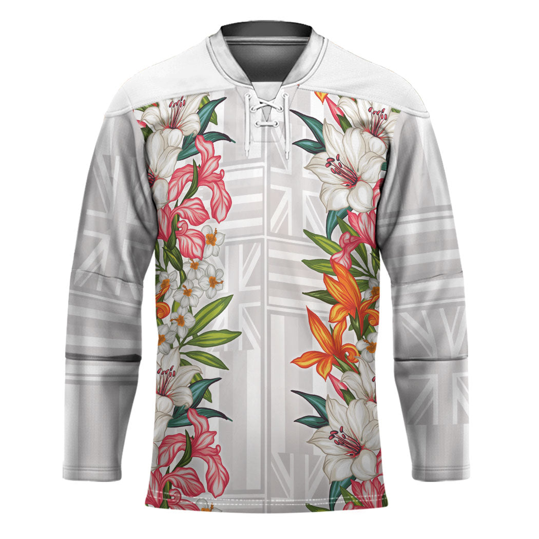 Hawaii Tropical Twist Lei Hockey Jersey Hawaiian Flag Motif