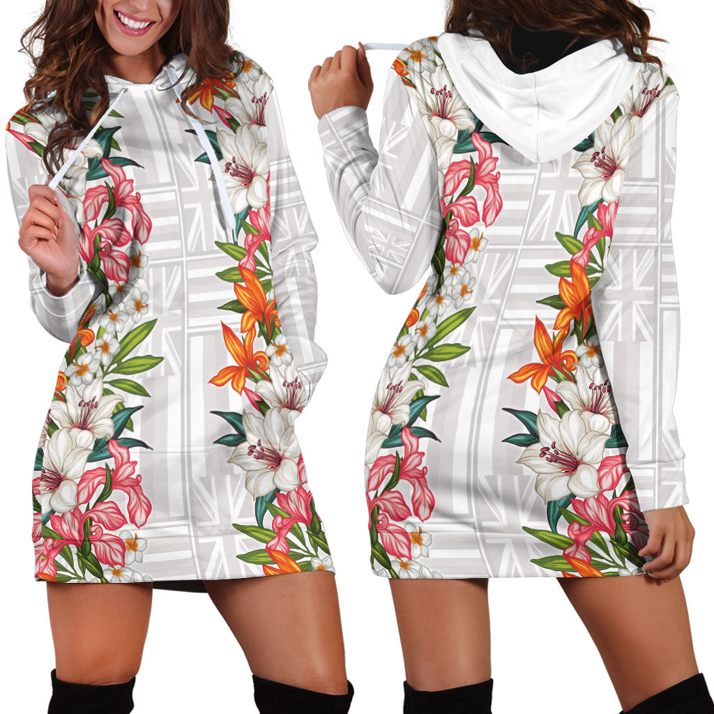 Hawaii Tropical Twist Lei Hoodie Dress Hawaiian Flag Motif