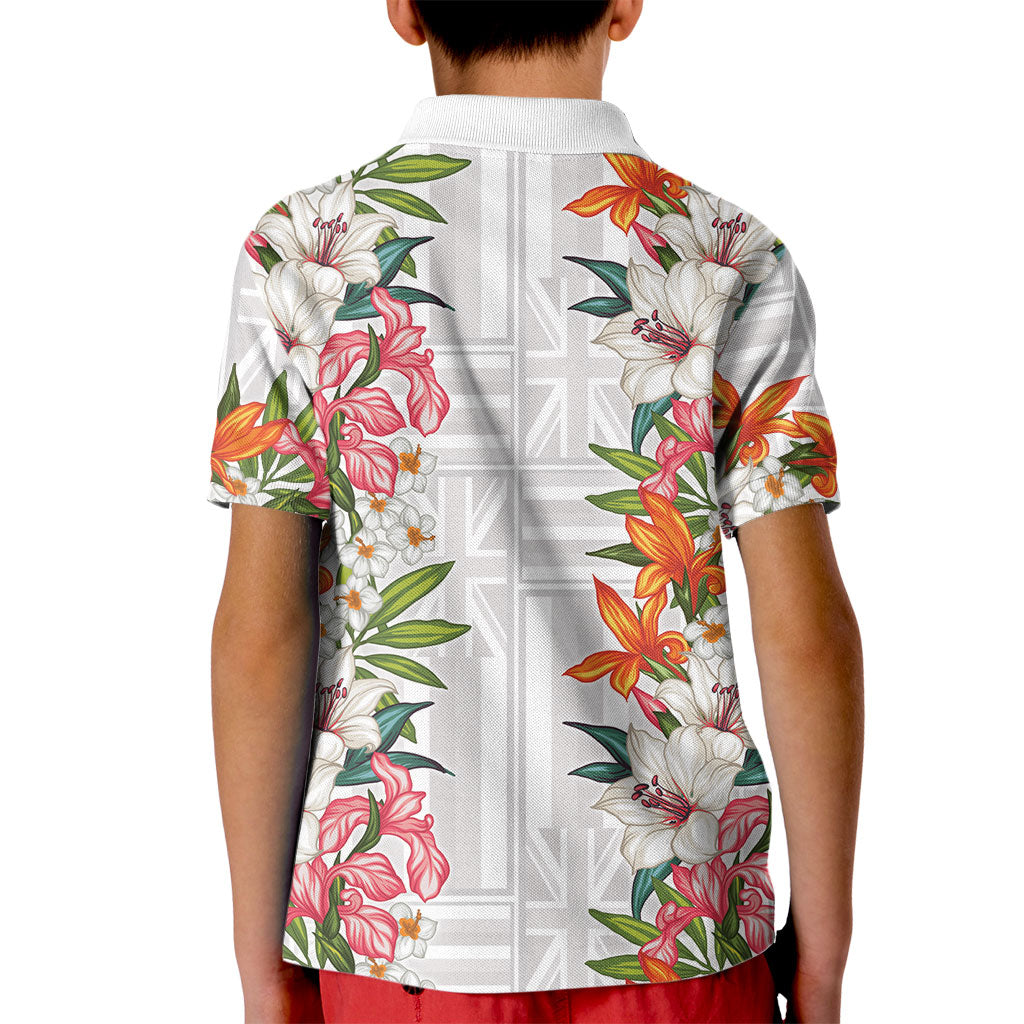 Hawaii Tropical Twist Lei Kid Polo Shirt Hawaiian Flag Motif