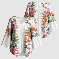 Hawaii Tropical Twist Lei Kimono Sleeve Blouse Hawaiian Flag Motif
