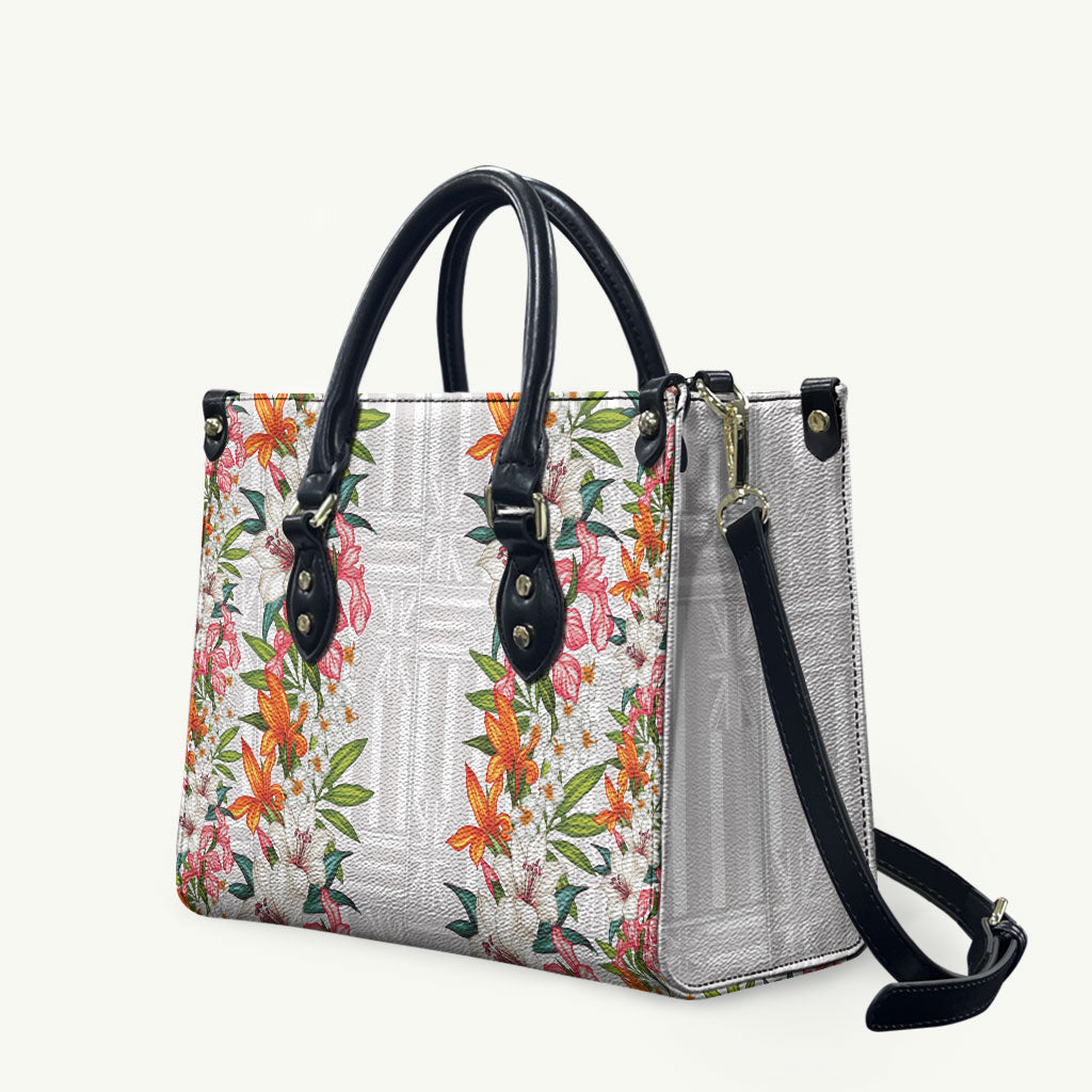 Hawaii Tropical Twist Lei Leather Bag Hawaiian Flag Motif