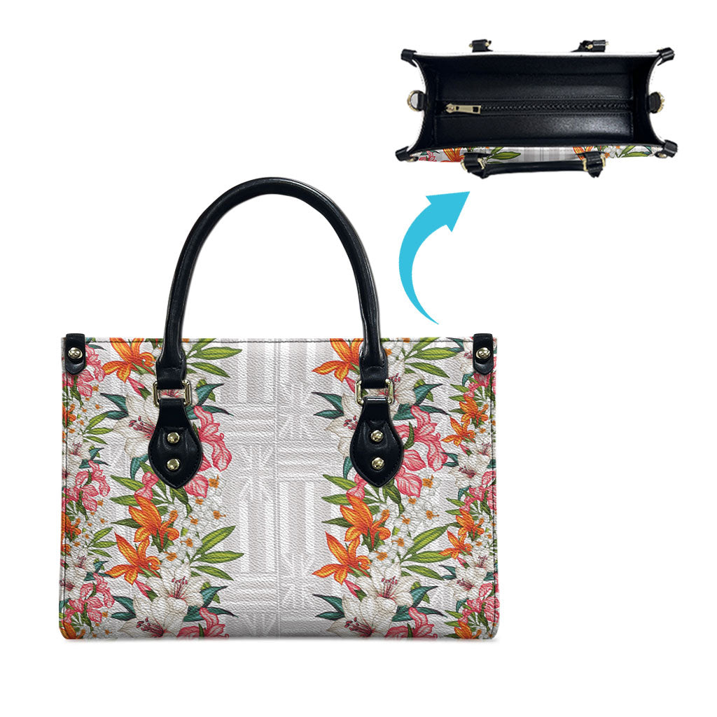 Hawaii Tropical Twist Lei Leather Bag Hawaiian Flag Motif