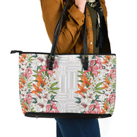 Hawaii Tropical Twist Lei Leather Tote Bag Hawaiian Flag Motif
