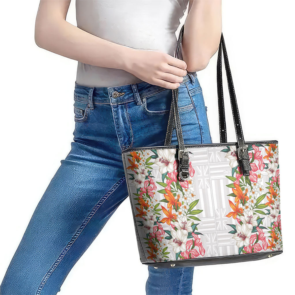 Hawaii Tropical Twist Lei Leather Tote Bag Hawaiian Flag Motif