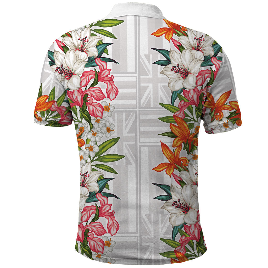 Hawaii Tropical Twist Lei Polo Shirt Hawaiian Flag Motif