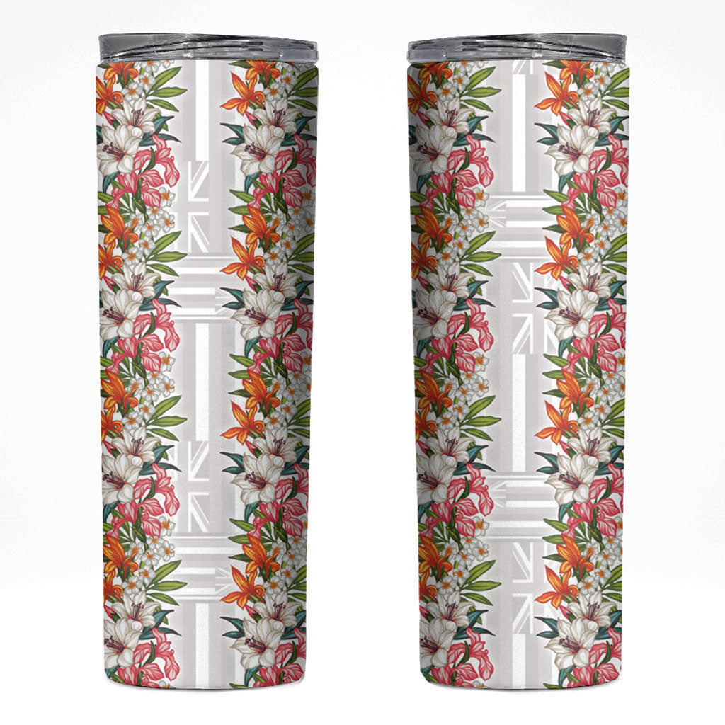 Hawaii Tropical Twist Lei Skinny Tumbler Hawaiian Flag Motif