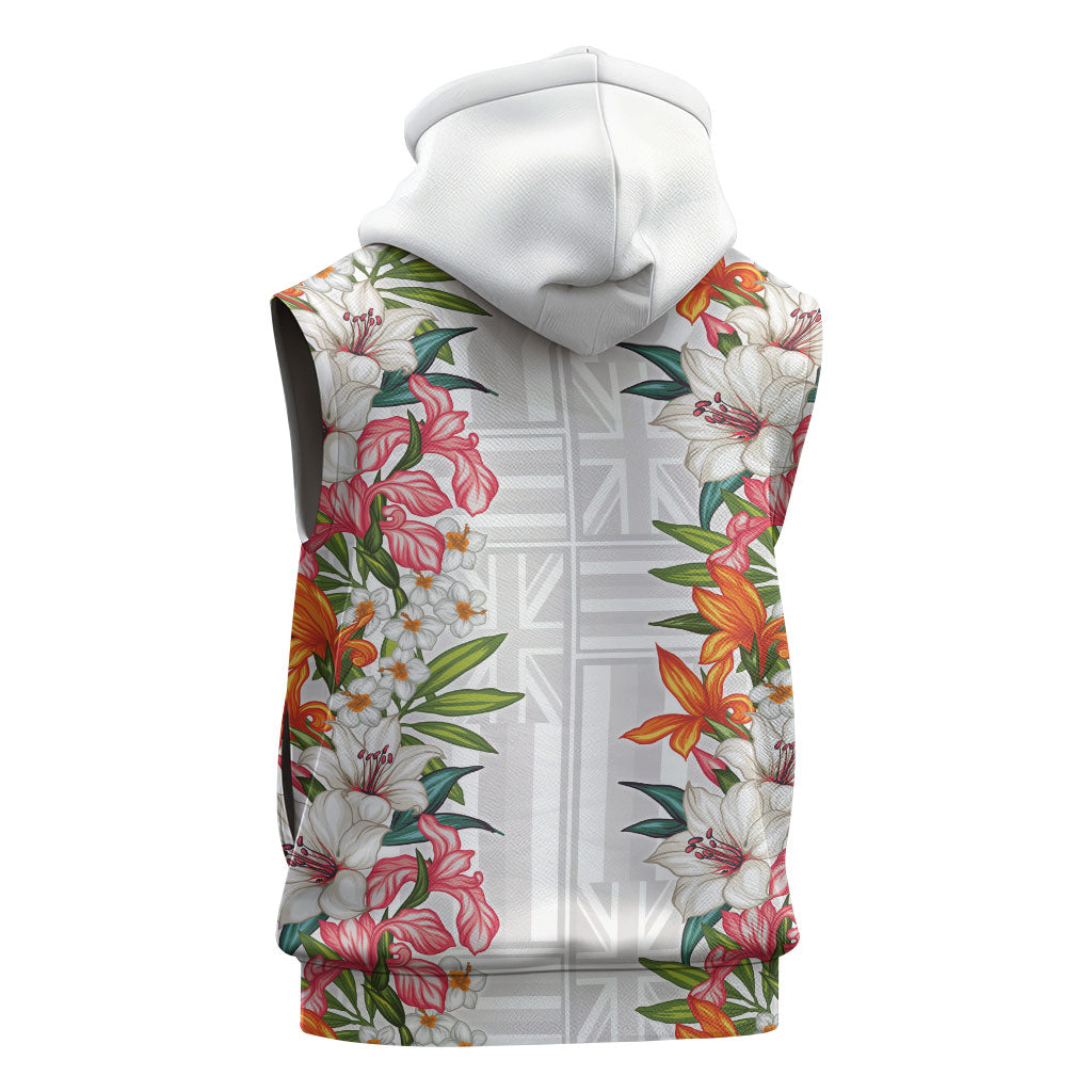 Hawaii Tropical Twist Lei Sleeveless Zip Hoodie Hawaiian Flag Motif