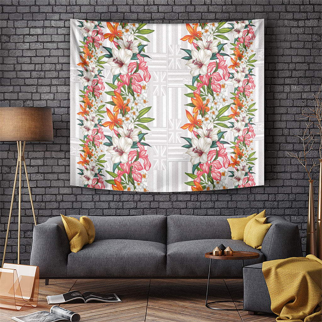 Hawaii Tropical Twist Lei Tapestry Hawaiian Flag Motif