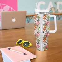 Hawaii Tropical Twist Lei Tumbler With Handle Hawaiian Flag Motif