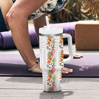Hawaii Tropical Twist Lei Tumbler With Handle Hawaiian Flag Motif