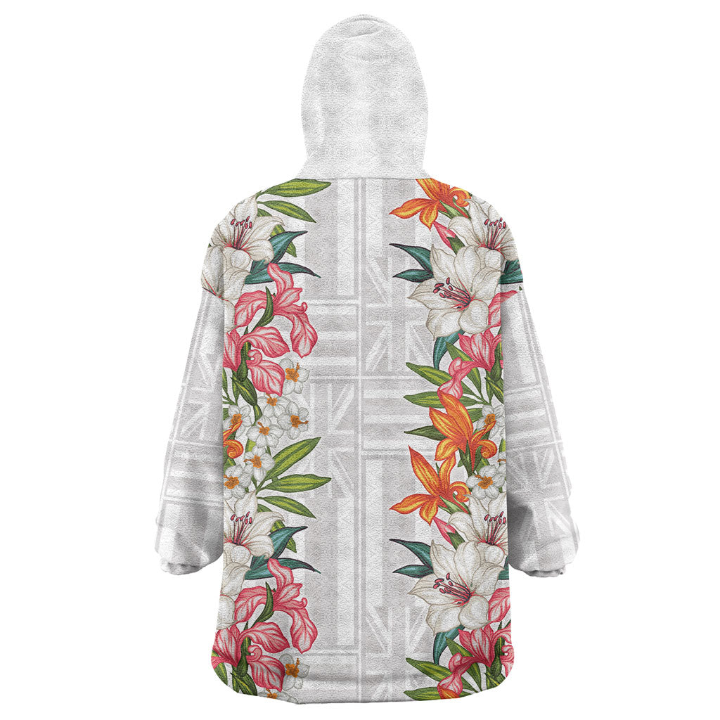 Hawaii Tropical Twist Lei Wearable Blanket Hoodie Hawaiian Flag Motif