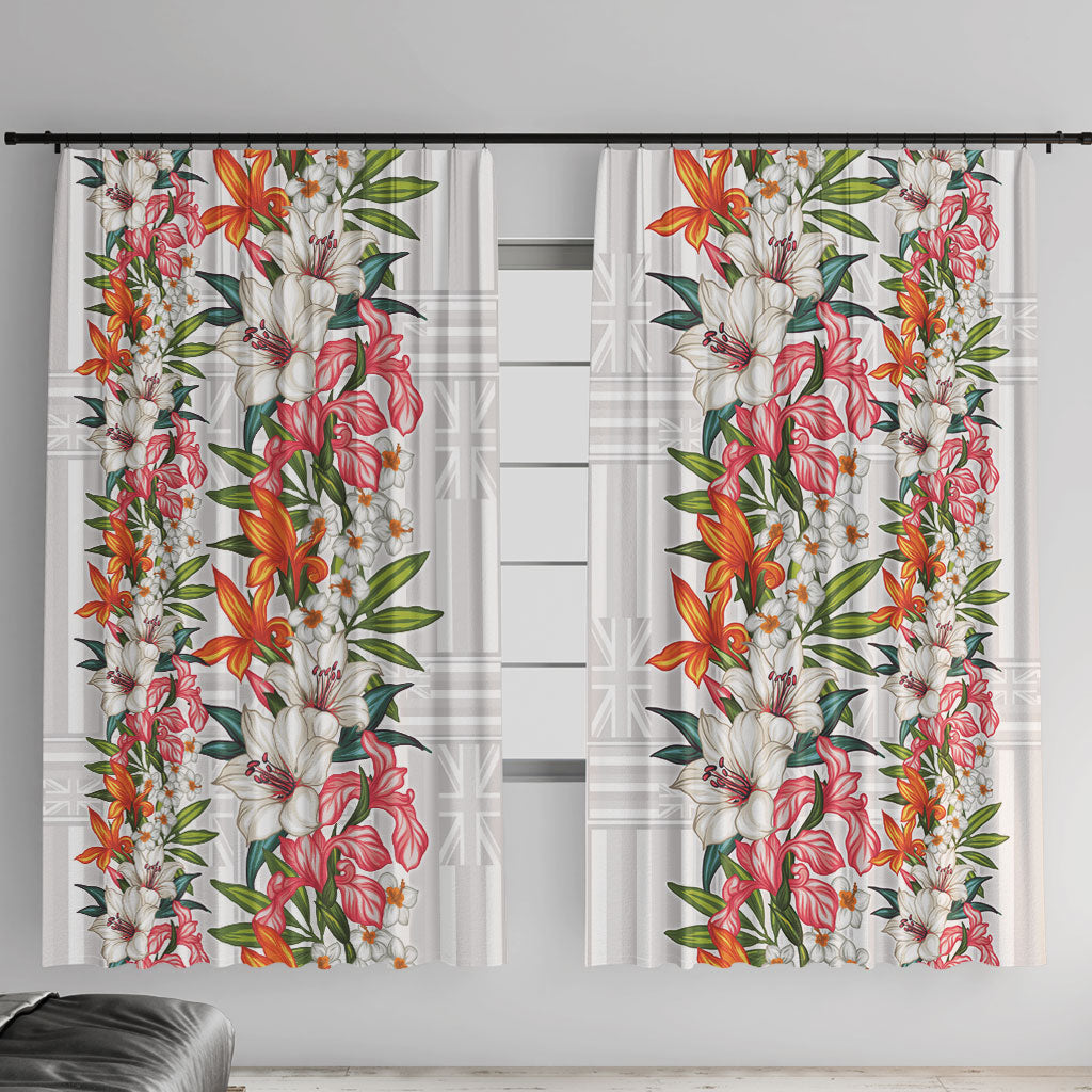 Hawaii Tropical Twist Lei Window Curtain Hawaiian Flag Motif