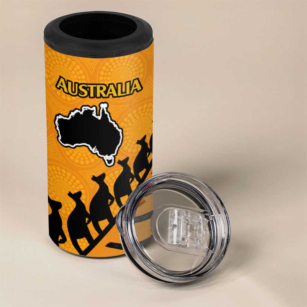 Australia New Zealand Rugby 4 in 1 Can Cooler Tumbler Aboriginal Wallabies and Maori Black Fern Gold Vibe LT9 - Polynesian Pride
