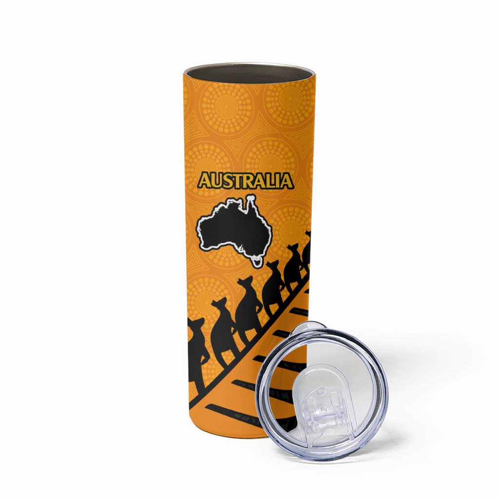 Australia New Zealand Rugby Skinny Tumbler Aboriginal Wallabies and Maori Black Fern Gold Vibe LT9 - Polynesian Pride
