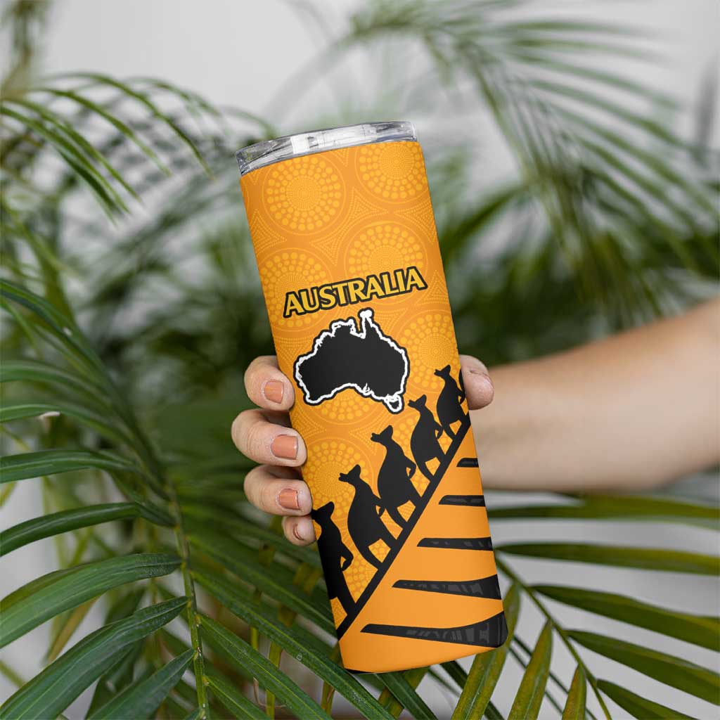 Australia New Zealand Rugby Skinny Tumbler Aboriginal Wallabies and Maori Black Fern Gold Vibe LT9 - Polynesian Pride