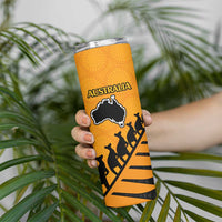 Australia New Zealand Rugby Skinny Tumbler Aboriginal Wallabies and Maori Black Fern Gold Vibe LT9 - Polynesian Pride