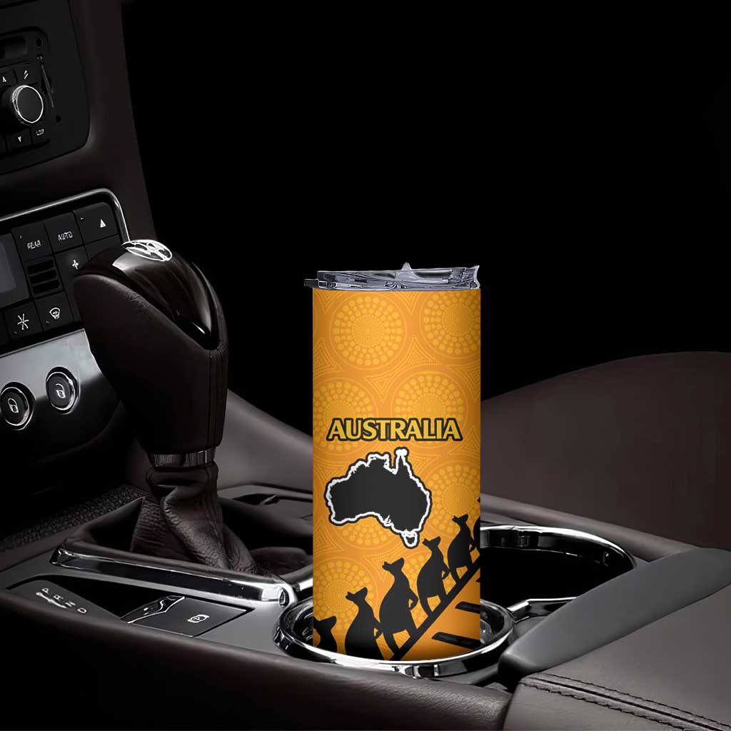 Australia New Zealand Rugby Skinny Tumbler Aboriginal Wallabies and Maori Black Fern Gold Vibe LT9 - Polynesian Pride