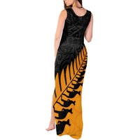 Australia Wallabies and Aotearoa Rugby Tank Maxi Dress Kangaroo Black Fern Maori Gold Vibe LT9 - Polynesian Pride