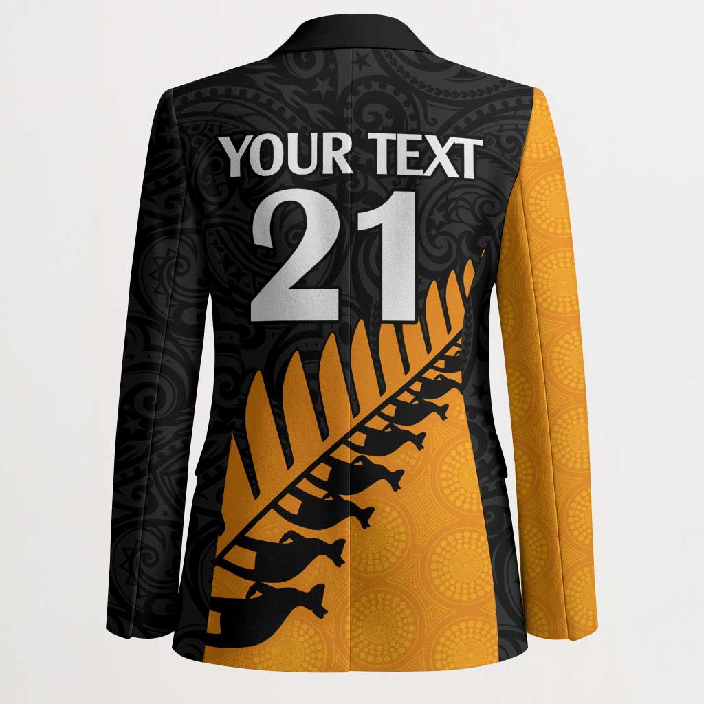 Australia New Zealand Rugby Blazer Gold Aboriginal Wallabies and Maori Black Fern - Polynesian Pride