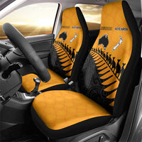 Australia New Zealand Rugby Car Seat Cover Gold Aboriginal Wallabies and Maori Black Fern LT9 - Polynesian Pride