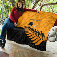 Australia New Zealand Rugby Quilt Gold Aboriginal Wallabies and Maori Black Fern - Polynesian Pride