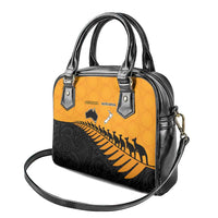 Australia New Zealand Rugby Shoulder Handbag Gold Aboriginal Wallabies and Maori Black Fern - Polynesian Pride
