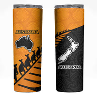 Australia New Zealand Rugby Skinny Tumbler Gold Aboriginal Wallabies and Maori Black Fern LT9 Gold - Polynesian Pride