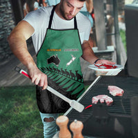 Australia New Zealand Rugby Apron Green Aboriginal Wallabies and Maori Black Fern - Polynesian Pride
