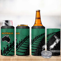 Australia New Zealand Rugby 4 in 1 Can Cooler Tumbler Green Aboriginal Wallabies and Maori Black Fern LT9 - Polynesian Pride