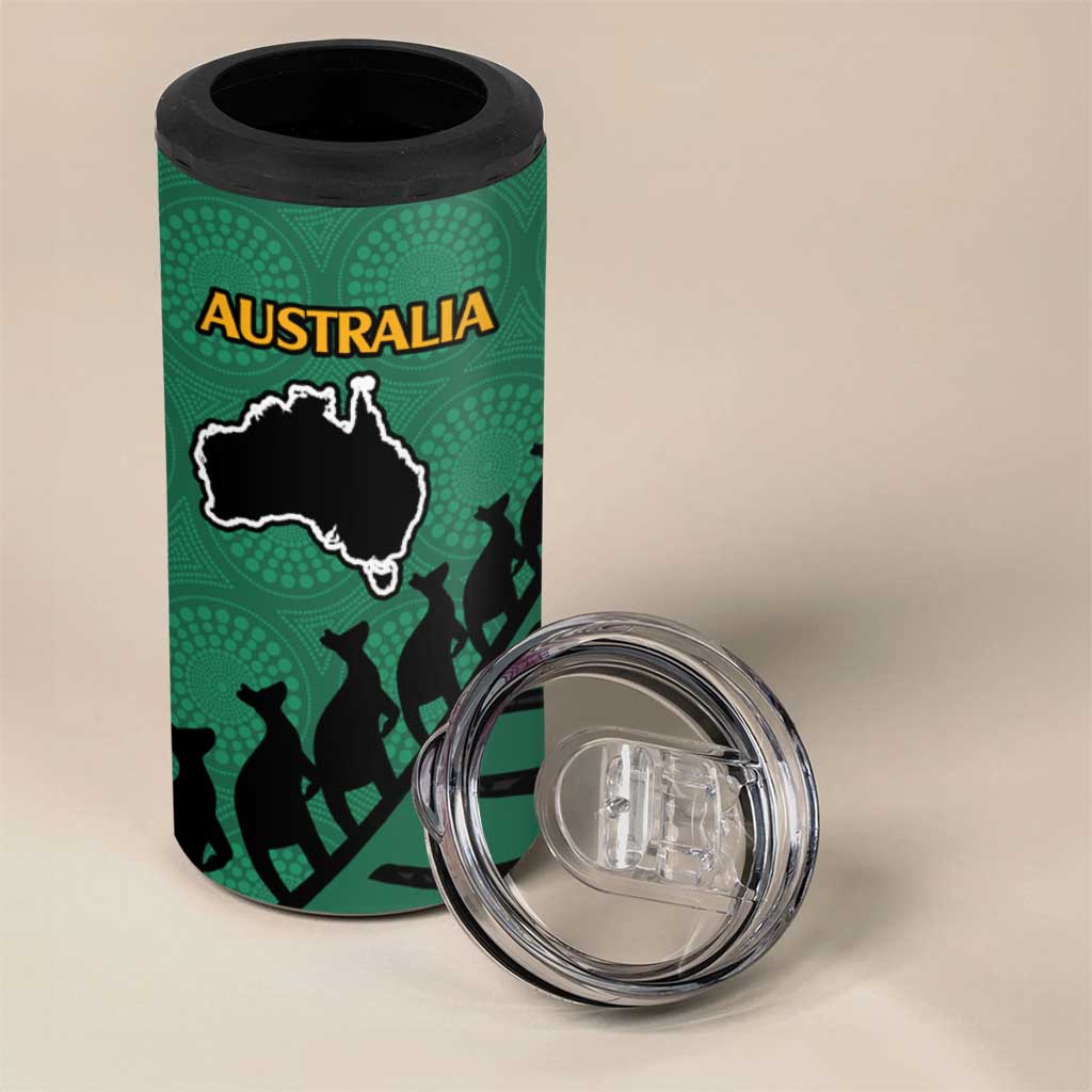 Australia New Zealand Rugby 4 in 1 Can Cooler Tumbler Green Aboriginal Wallabies and Maori Black Fern LT9 - Polynesian Pride