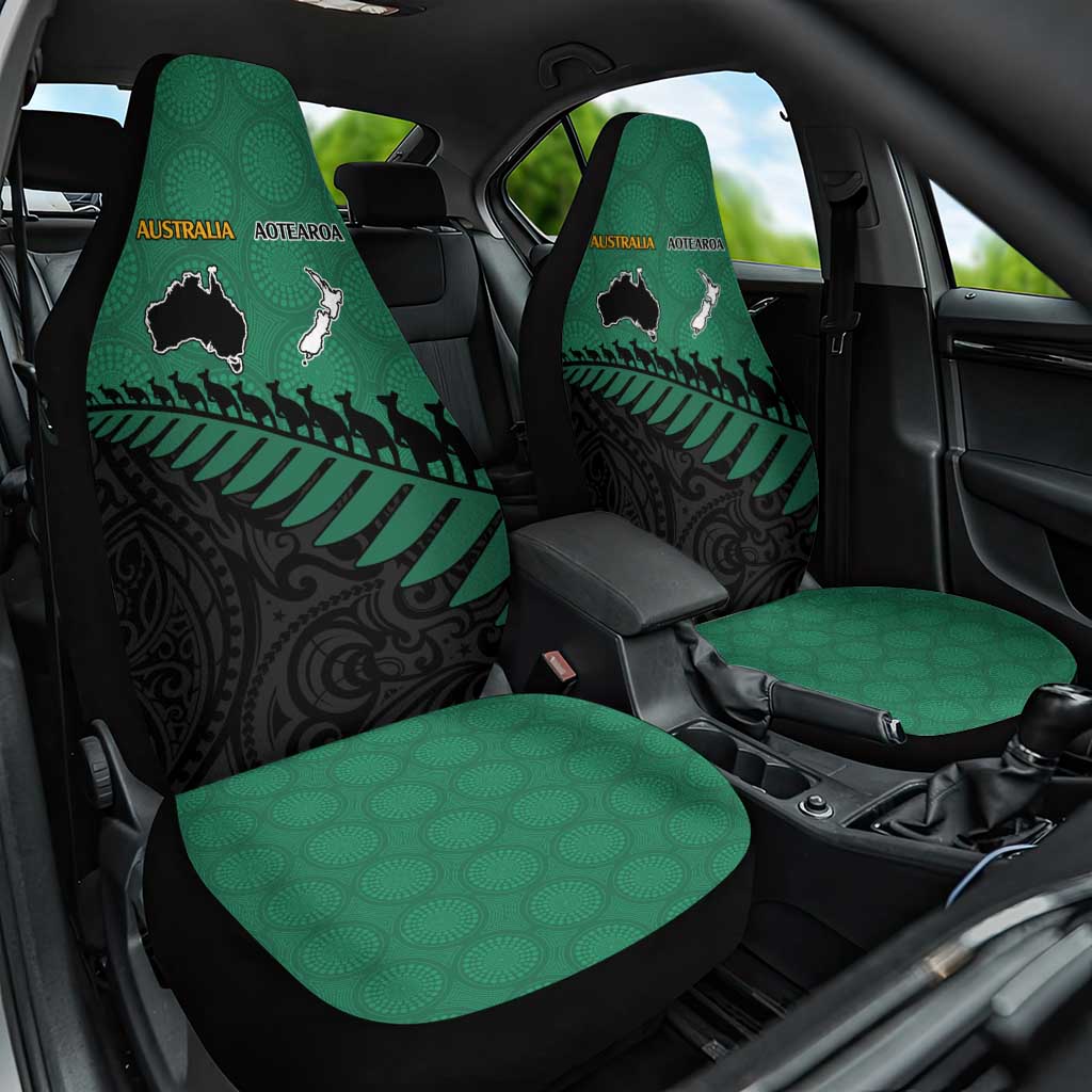 Australia New Zealand Rugby Car Seat Cover Green Aboriginal Wallabies and Maori Black Fern LT9 One Size Green - Polynesian Pride