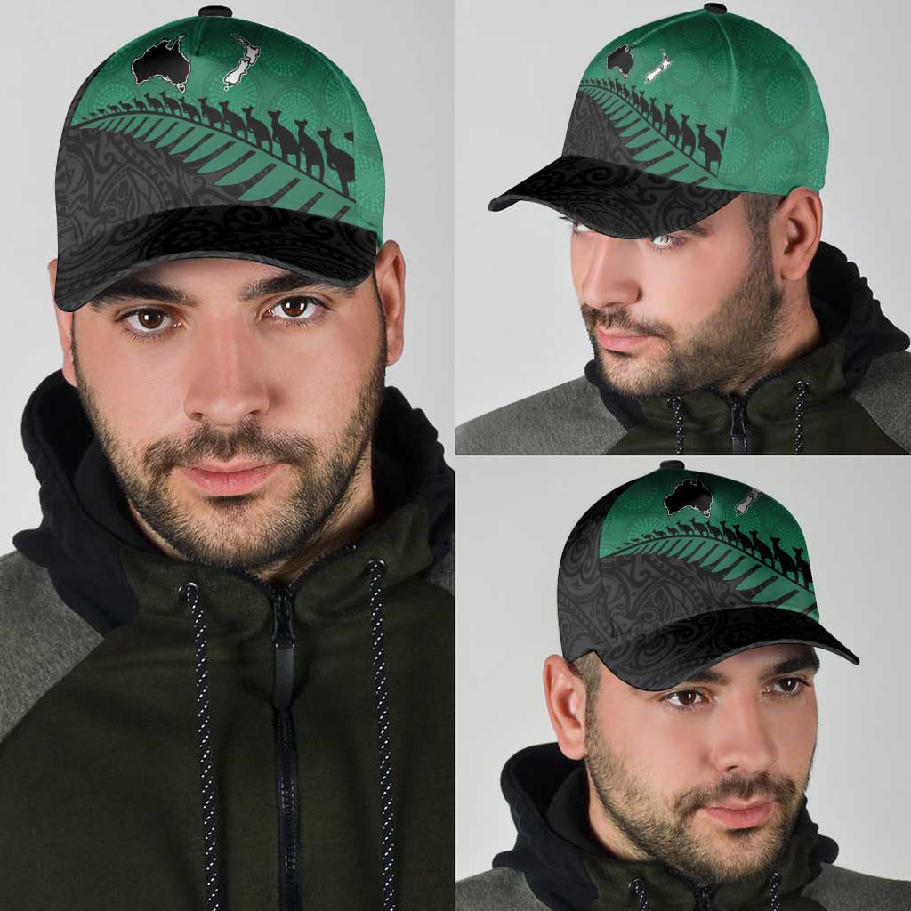 Australia New Zealand Rugby Classic Cap Green Aboriginal Wallabies and Maori Black Fern - Polynesian Pride