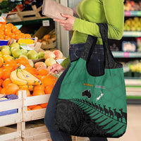 Australia New Zealand Rugby Grocery Bag Green Aboriginal Wallabies and Maori Black Fern - Polynesian Pride