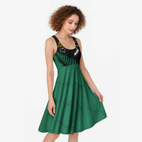 Australia New Zealand Rugby Midi Dress Green Aboriginal Wallabies and Maori Black Fern - Polynesian Pride