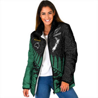 Australia New Zealand Rugby Padded Jacket Green Aboriginal Wallabies and Maori Black Fern - Polynesian Pride