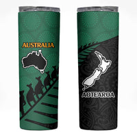 Australia New Zealand Rugby Skinny Tumbler Green Aboriginal Wallabies and Maori Black Fern LT9 Green - Polynesian Pride