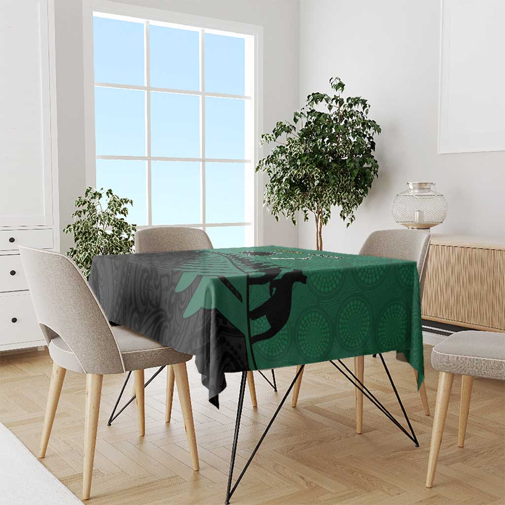 Australia New Zealand Rugby Tablecloth Green Aboriginal Wallabies and Maori Black Fern - Polynesian Pride