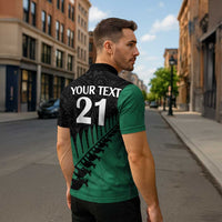 Australia New Zealand Rugby Zipper Polo Shirt Green Aboriginal Wallabies and Maori Black Fern LT9 - Polynesian Pride