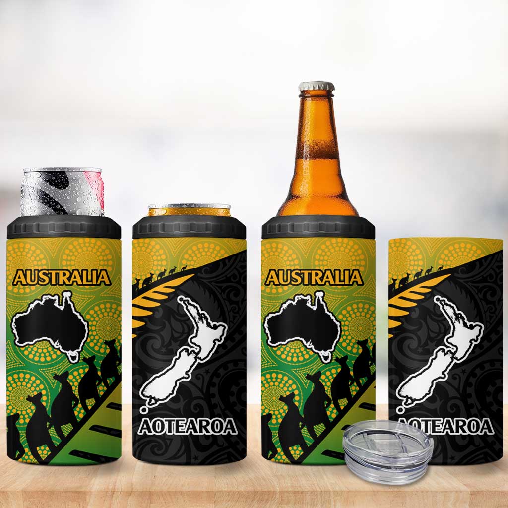 Australia New Zealand Rugby 4 in 1 Can Cooler Tumbler Aboriginal Wallabies and Maori Black Fern Gradient Vibe LT9 - Polynesian Pride