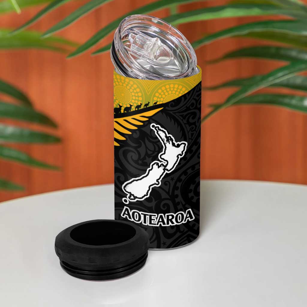 Australia New Zealand Rugby 4 in 1 Can Cooler Tumbler Aboriginal Wallabies and Maori Black Fern Gradient Vibe LT9 - Polynesian Pride